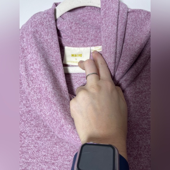 Anthropologie Maeve Tunic Cowl Neck Sweater Medium Relaxed Soft Pink Oversized - Picture 9 of 15